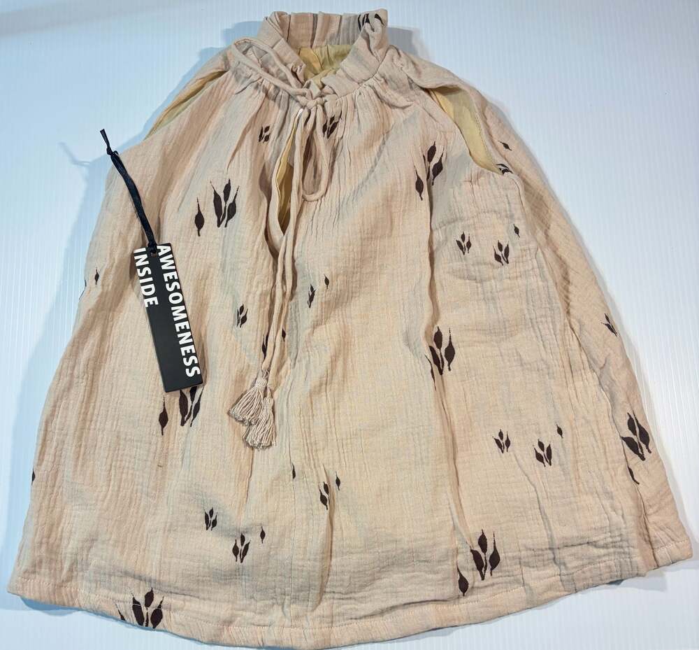 Omami Mini Sleeveless Gauze Dress in Sand, Style OM727